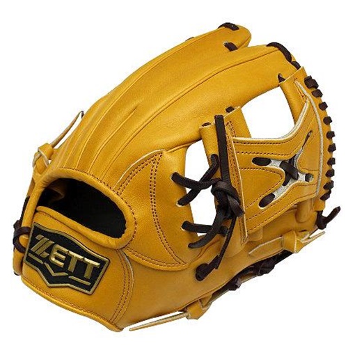 ZETT Pro Model 11.25 inch Tan Infielder Glove ZETT Pro Model Baseball Glove Series is designed for use by professional players. These gloves are made light, retaining stable tactility while holding the ball. This design helps players catch and throw in less time. The gloves are made with US steerhide, making them suitable for use in advanced competitive games. About US Steerhide The raw material comes from the North American cattle which is about 18-month old. US Steerhide has been produced and tanned by Taiwanese professional leather factories whose baseball gloves tend to be thicker and more durable.US Steerhide has currently become one of the most widely adopted high-class leather on the market.Thumb/Pinky Reinforcement The thumb/pinky stripes will be extended to fingertips, which will strengthen the structure and have good control of the glove.More InformationSize Measurement: from wrist to index fingertip (outside)Note: This model is not available for putting ring/pinky fingers in pinky slot.